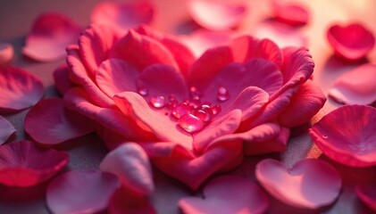 Serene Heart-Shaped Rose Petal Arrangement Peaceful Pink and Red Floral Design for Relaxation, Spa, and Wellness