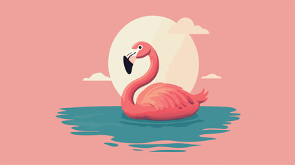 Fototapeta premium Flamingo Float Illustration - Simple Flat Vector Design