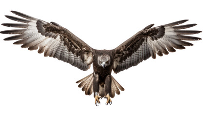 Obraz premium Martial Eagle with Spread Wings Flying - Majestic martial eagle soaring with wings fully extended on transparent background