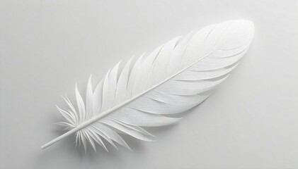 Pristine White Feather Close-Up Delicate Texture and Airy Lightness Against a Soft Neutral Background, Peaceful and Serene