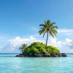tropical island with palm trees
