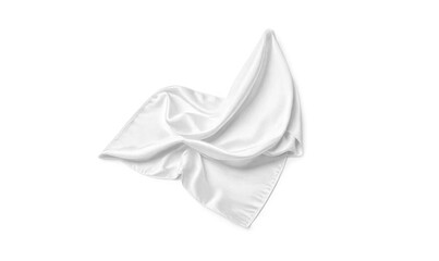 Blank white crumpled silk scarf mockup, isolated, ai generated