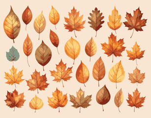 Watercolor Autumn Leaves – Diverse Botanical Collection