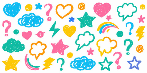 Doodle paint background with chalk hand-drawn elements. Sketch kid scribble, abstract children bg.