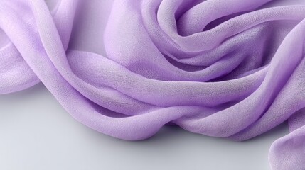 Lavender fabric flowing in soft folds on smooth light surface