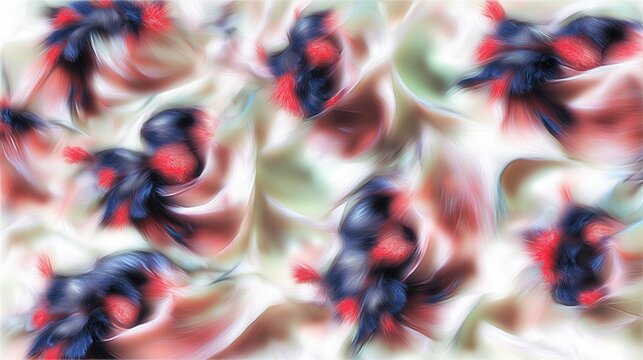 Abstract Colorful Pattern Wallpaper: Blue, Red, Pink, Green Textures, Fluid Feather - Like Swirls, Vibrant Dynamic Shapes for Decor, Modern Art and Aesthetic