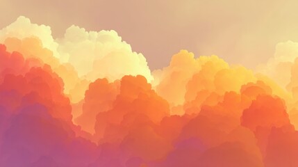 Colorful clouds glowing with warm orange and yellow hues at sunset