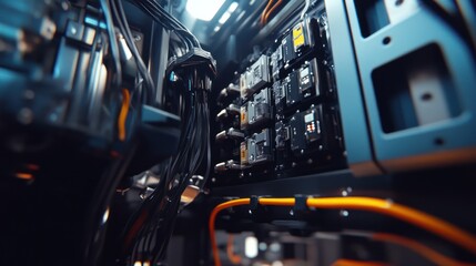 Naklejka premium Signal Cables Feeding the Machine