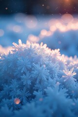 Sparkling Ice Crystals A Breathtaking Close-Up of Winters Frosty Enchantment, Evoking Serenity and Cold Beauty