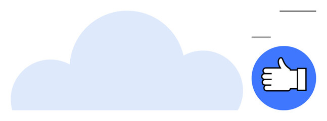 Cloud and thumbs-up icon symbolizing digital services and positive feedback. Ideal for technology, approval, success, communication, connectivity, cloud computing, simple landing page