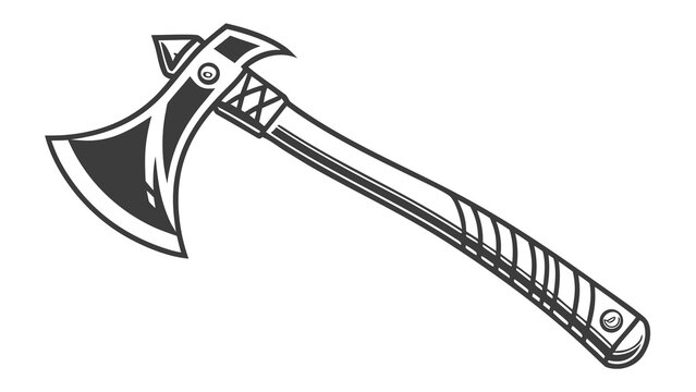 Axe drawing vector illustration, battle axe weapon design, viking axe clip art, tomahawk hatchet design
