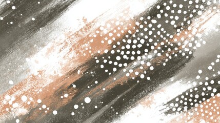 Abstract paint strokes with white dots pattern in muted earth tones