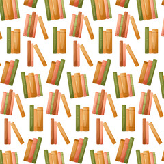 Seamless pattern colored books. Concept of learning. Book fair, reading club, world book day concept. Vector illustration