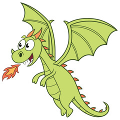 Obraz premium Dragon cartoon design for logo, t-shirt, tattoo, cards illustration vector design.