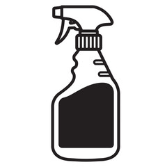 Simple black and white spray bottle icon representing cleaning and hygiene