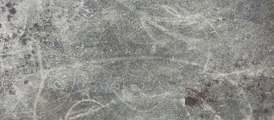 Etched Grey Concrete Surface with Organic Marks