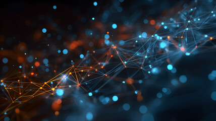 Abstract Network Connections Digital Nodes and Glowing Lines