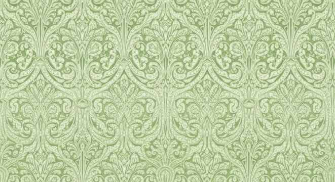 Fototapeta Elegant Green Damask Pattern with Intricate Flourishes and Timeless Appeal