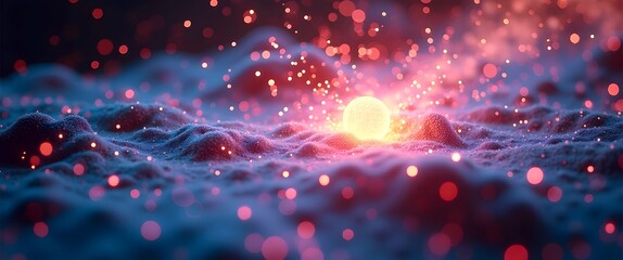 Abstract antimatter collision causing spacetime fabric distortion. Stunning Visualization of Antimatter Collision in Quantum Realm