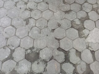 Old Hexagonal Paving Stones Road Texture Background
