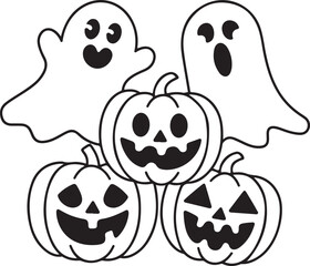 Cute Halloween Ghosts and Pumpkins