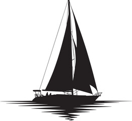 Fototapeta premium Black Silhouette Sailboat Sailing on Calm Water yacht