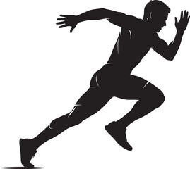 Black Silhouette Running Man Athlete Sprint Speed vector