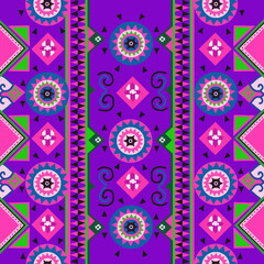 Seamless Geometric Ethnic Pattern on Purple