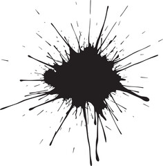 Black Ink Splatter Radial Design Element white