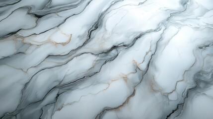 Fototapeta premium Elegant white marble surface with natural gray and gold veining, showcasing smooth texture and intricate patterns.