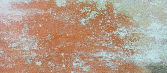 Vibrant Orange Wall with Peeling Aqua Paint Texture