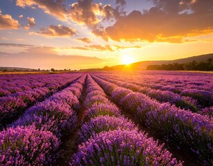 Obraz premium Lavender field at sunset (2)