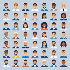 Diverse Group of People Faces Avatars in Pixelated Style Icons of Men and Women Headshots