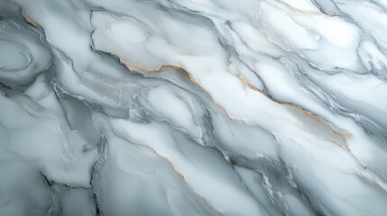 Obraz premium A close-up of a smooth, white marble surface with gray and gold veining patterns, showcasing natural stone textures and elegant details.