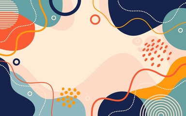 Hand drawn doodle. Color abstract background. Template banner and cover for design.