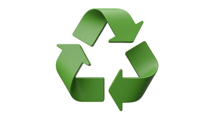 Fototapeta premium 3D of the classic recycling symbol against pure white background