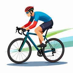 Naklejka premium Male Cyclist in Blue and Red Outfit Riding Bicycle with Abstract Background Showing Motion and Speed for Sports and Fitness Activities