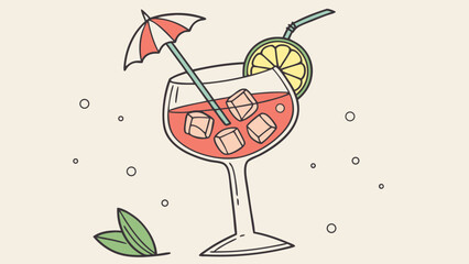 cocktail glass with lime and umbrella