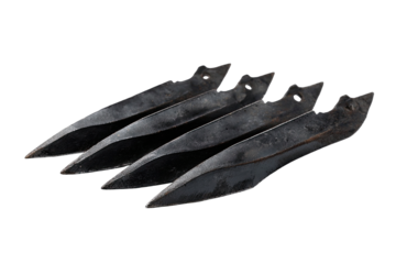 Four antique, dark,  blade-like objects