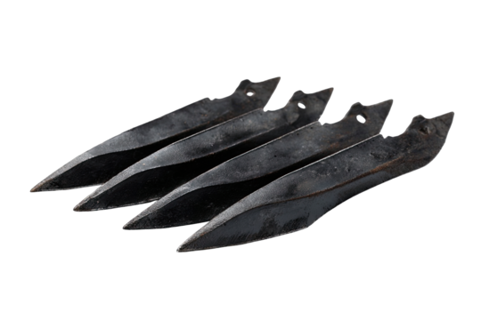 Four antique, dark,  blade-like objects