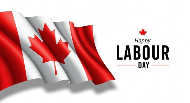 Canadian Labour Day: Celebrate Workers with a Waving Maple Leaf Flag Graphic