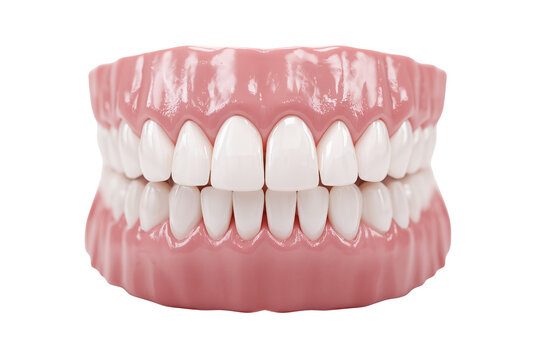 Realistic full denture model set against a PNG background for dental education, denture, dentures, false teeth, teeth, tooth, dental, dentistry, model, full denture, prosthesis, healthcare, medical,