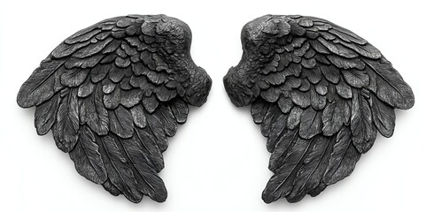 Decorative angel wings with intricate feather details.