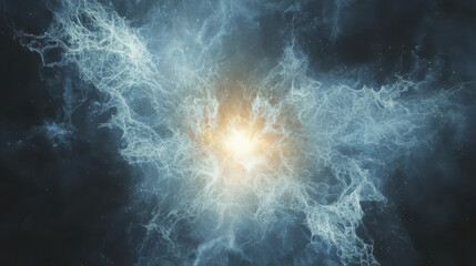 Obraz premium Glowing abstract fractal art with bright center and intricate light patterns creating cosmic