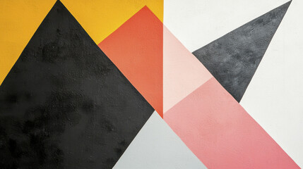 Fototapeta premium Minimalistic geometric design with balanced tones in black, yellow, orange, and pink colors
