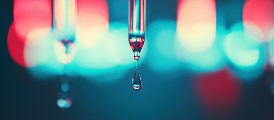 Precision liquid dispensing with pipette showcases focused water droplet formation
