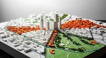 Detailed Urban Planning Model with Skyscrapers and Green Spaces