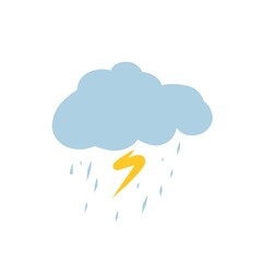 Storm Cloud with Lightning and Rain Illustration