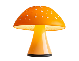 Glowing Orange Mushroom Table Lamp Isolated on Transparent Background PNG