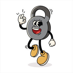 Cute Kettlebell Cartoon Character Doing OK Hand Sign